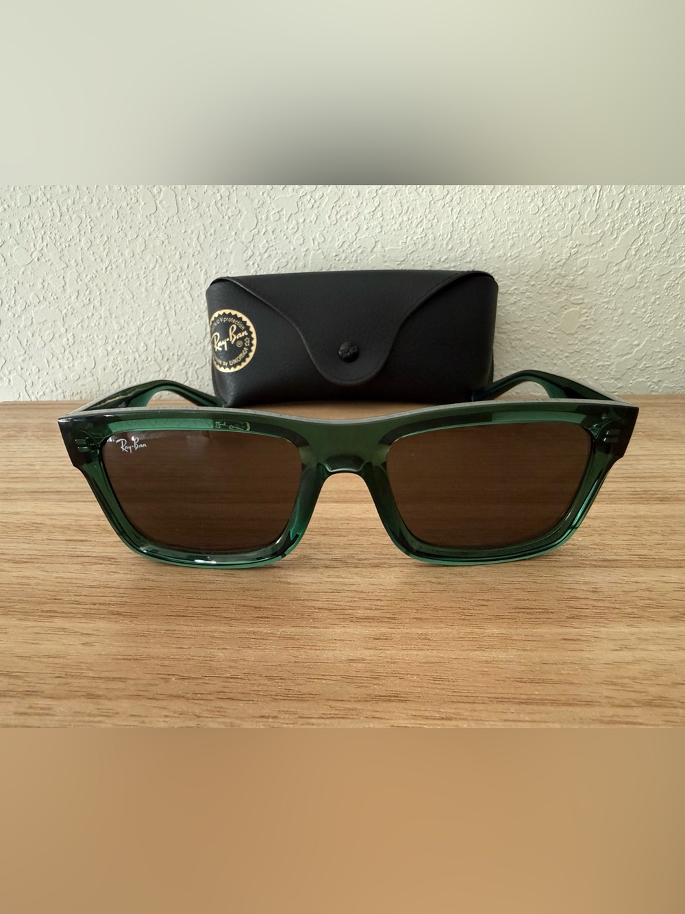 Ray-Ban Translucent Green Frame Sunglasses with Brown Lenses